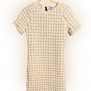 Rare London Ivory Quilted Mini Dress